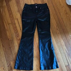 Black Flare Leather Pants